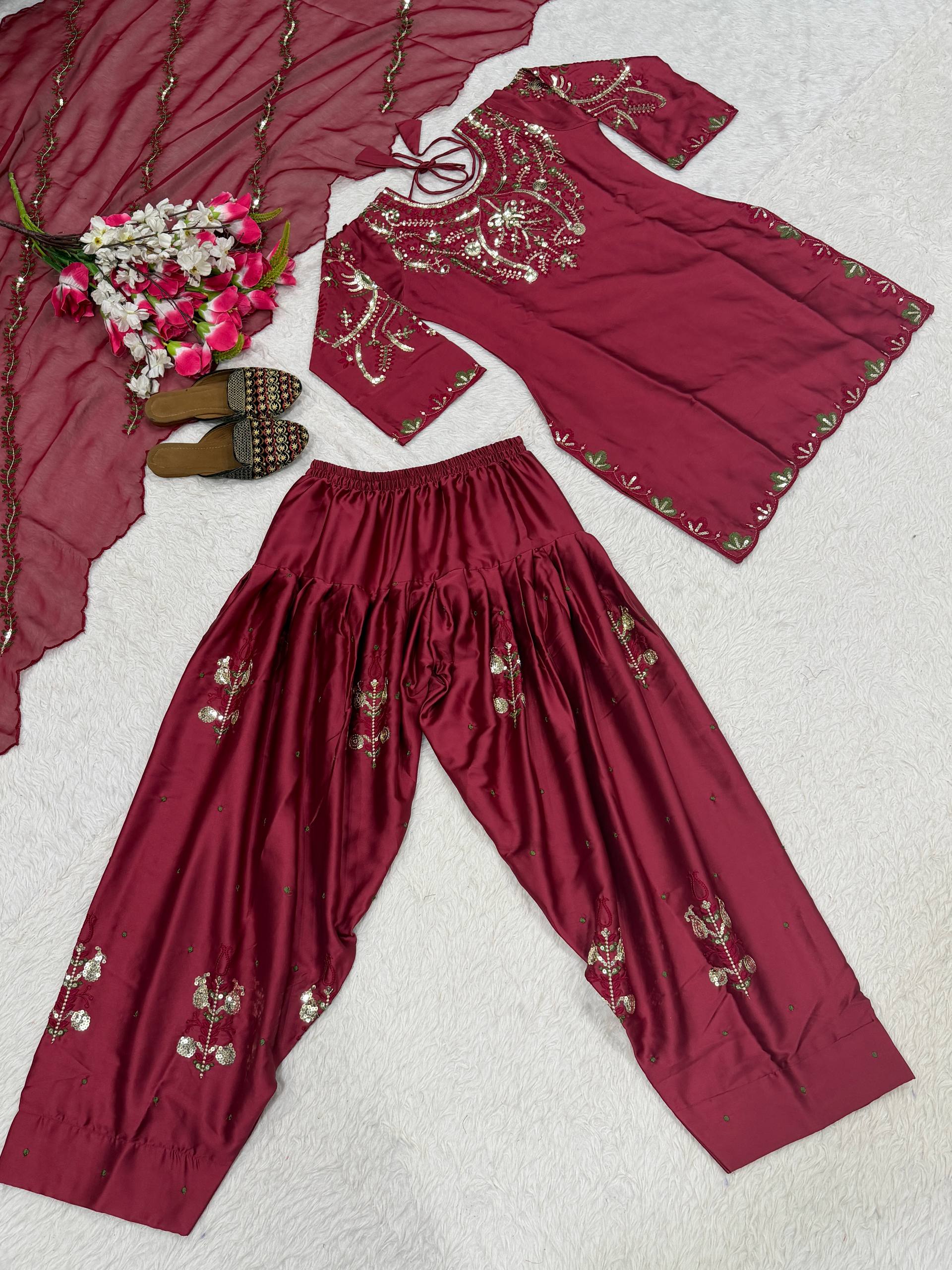 Midnight Oxblood Jewel-Neck Ensemble